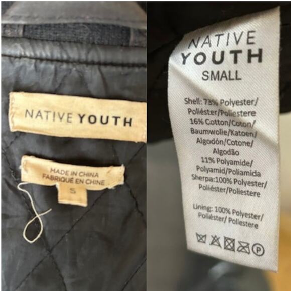 Native Youth Oversized Longline Bomber Style Coat - Size Small - Picture 5 of 6